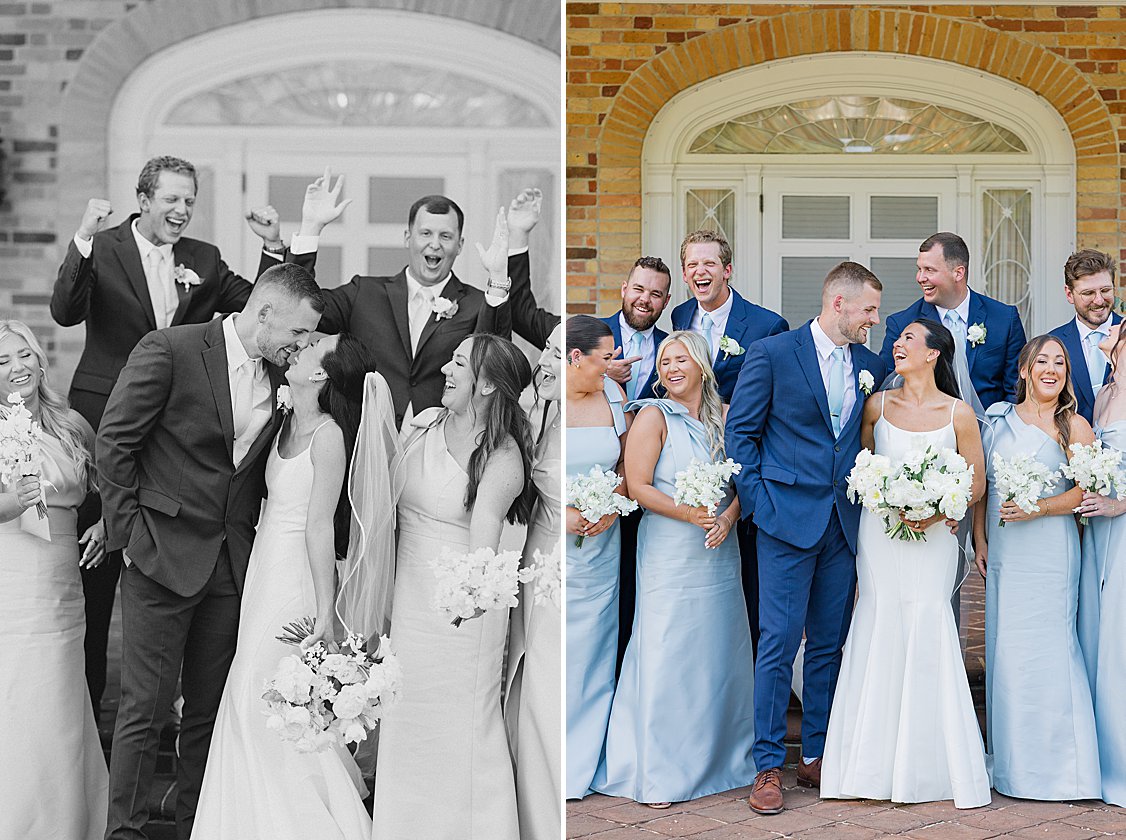 Bridal Party images Blue dresses and Navy Suits