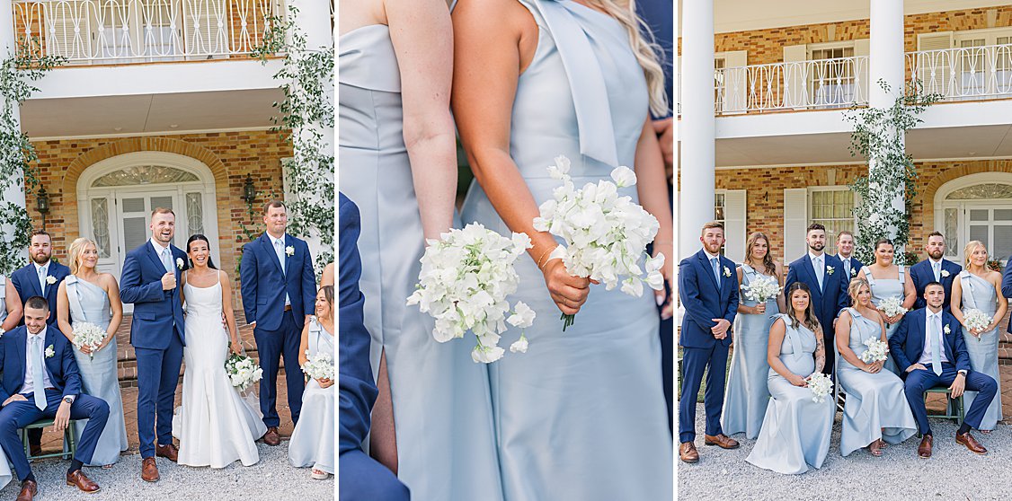 Bridal Party images Blue dresses and Navy Suits