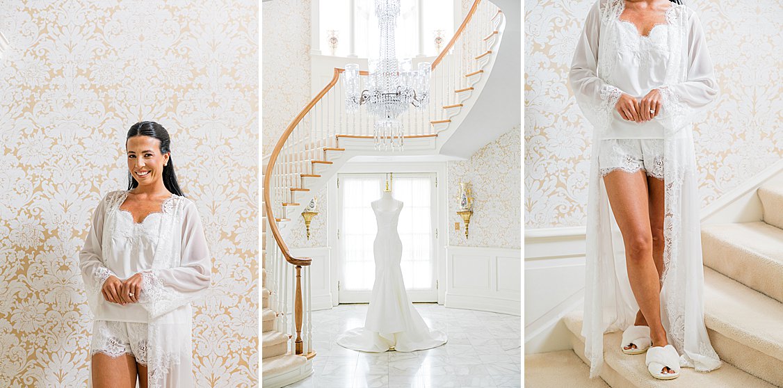 Bride getting ready. Dress on Mannequin