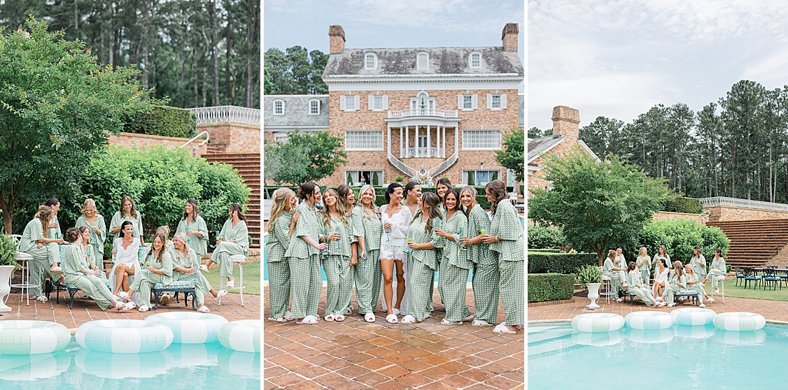 Poolside Bridesmaids getting ready photos