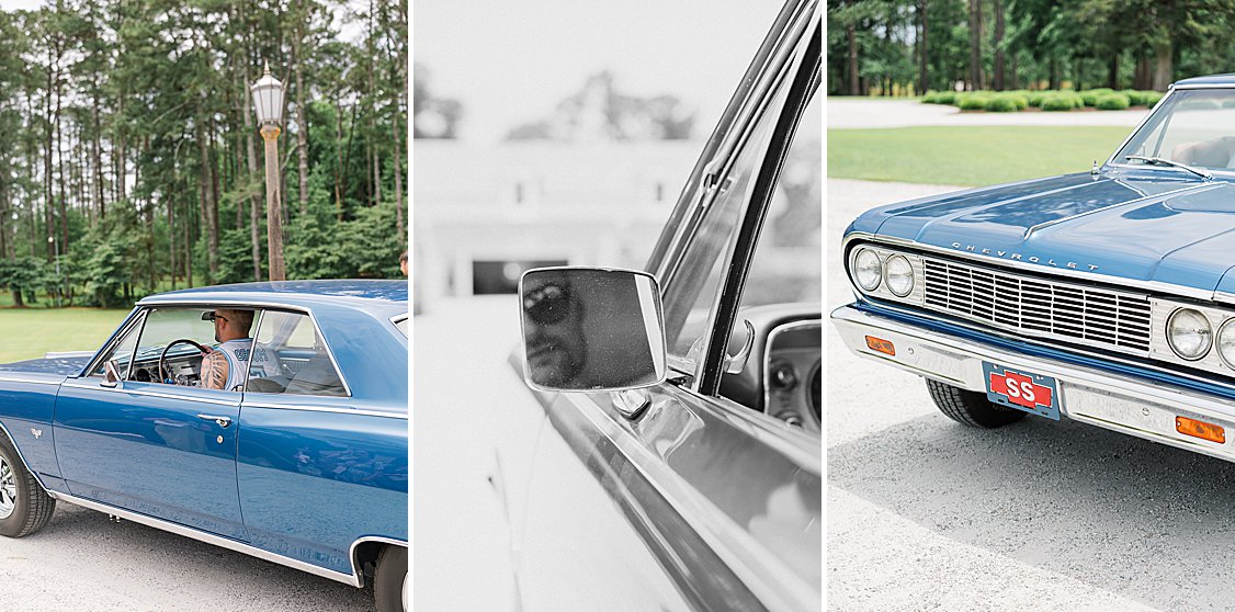 Grooms vintage car getting ready photos