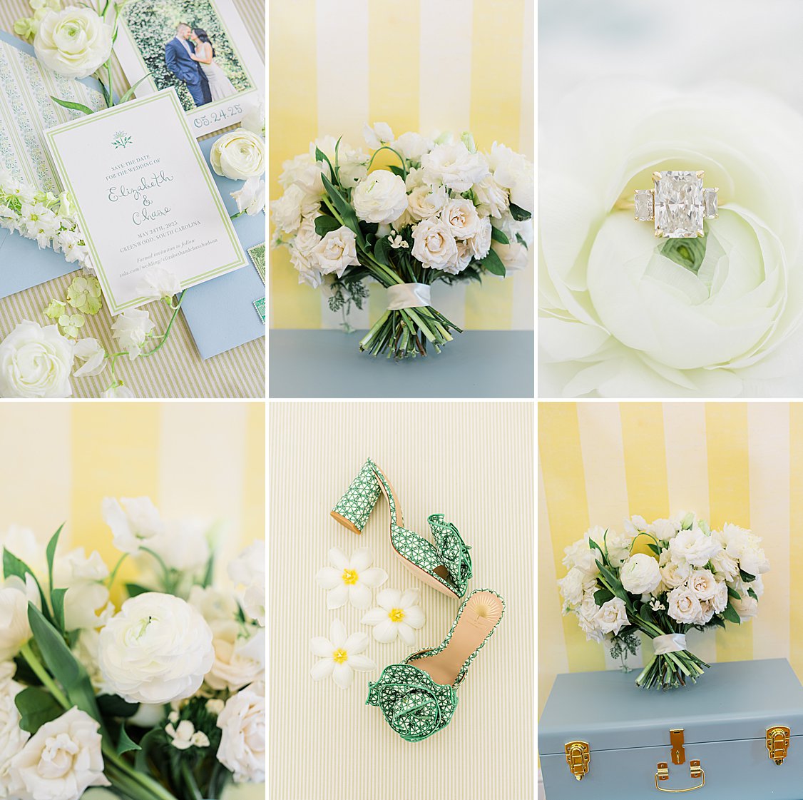 Custom invitation suite. Blue and green stripes