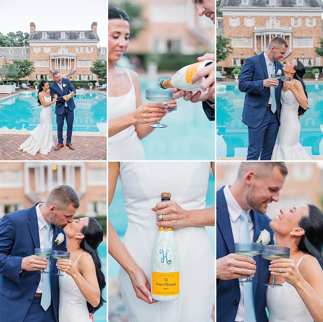 Bride and Groom Champagne pop and toast