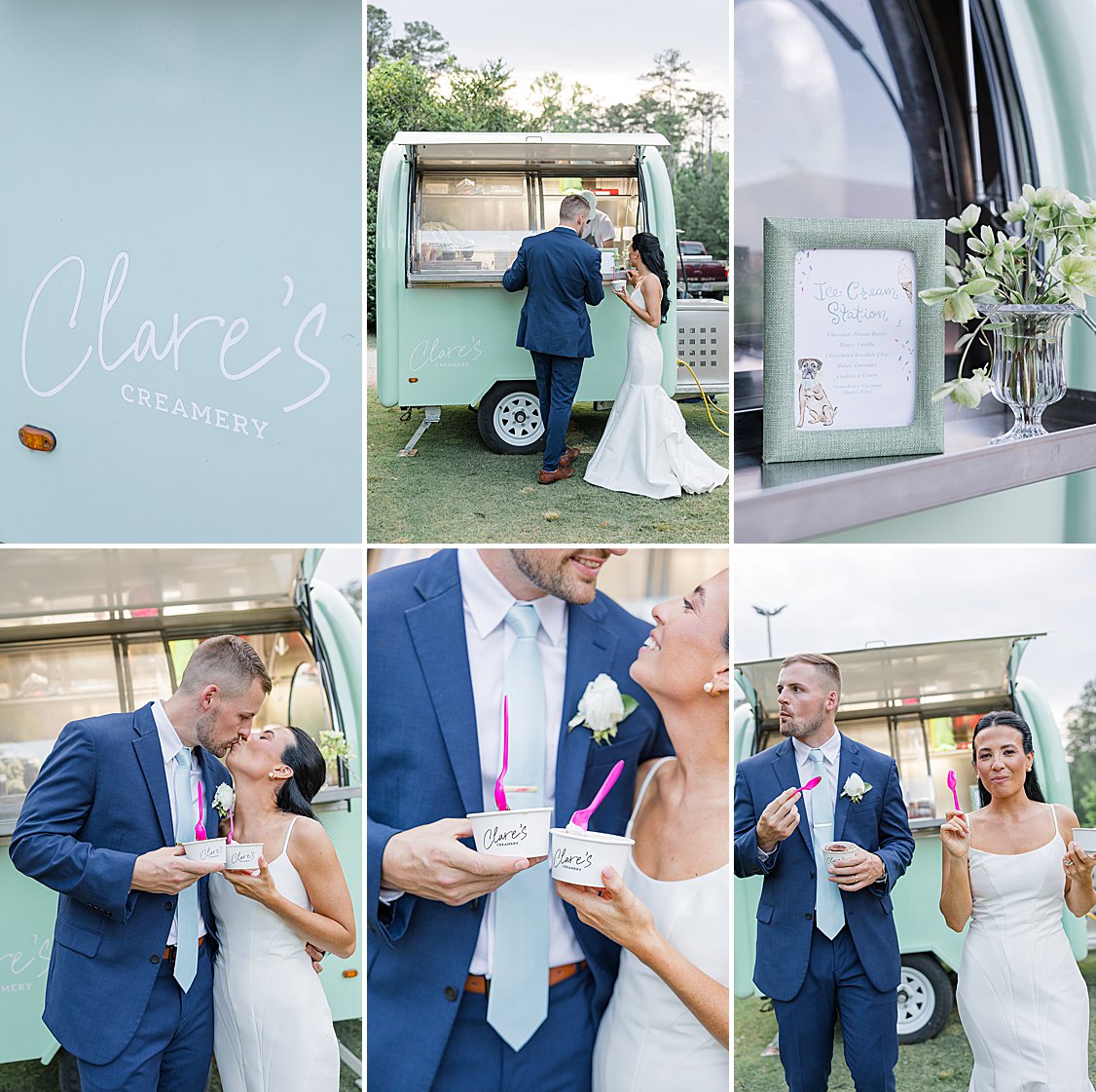 Bride and groom ice cream toast