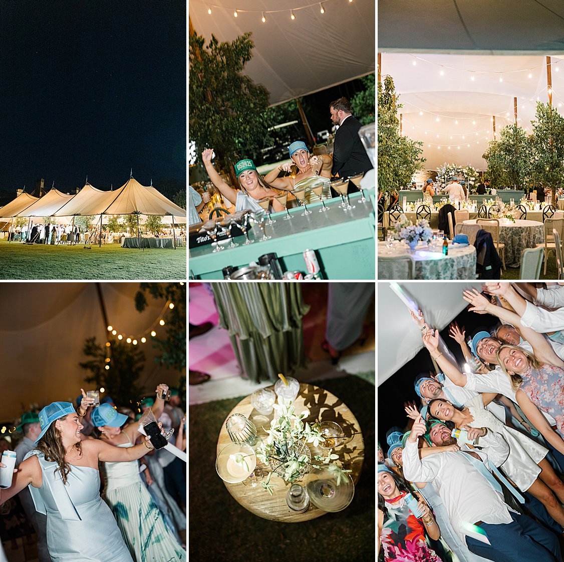 Reception night vibes and tent at night