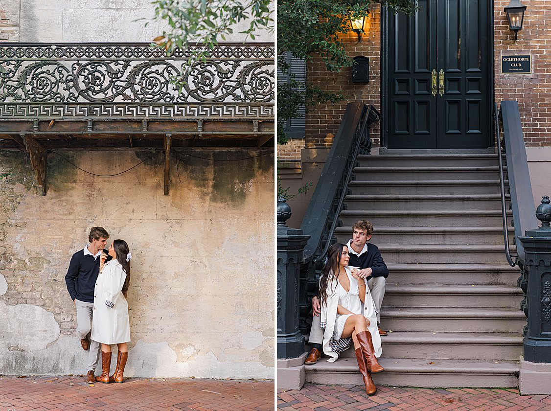 Savannah engagement session beneath the oak trees in Forsyth Park