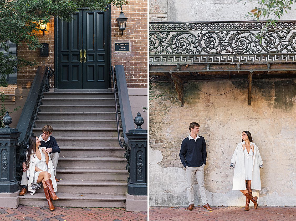 Savannah engagement session beneath the oak trees in Forsyth Park