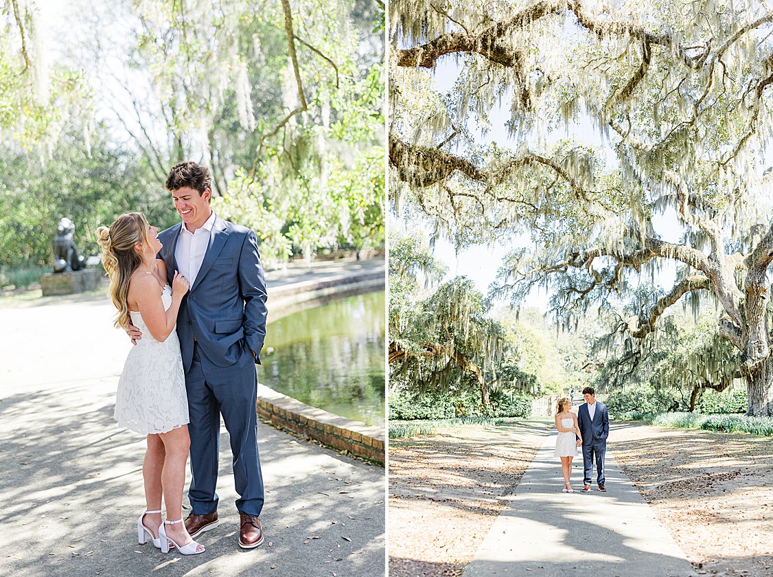 Romantic engagement photos at Brookgreen Gardens Pawleys Island South Carolina