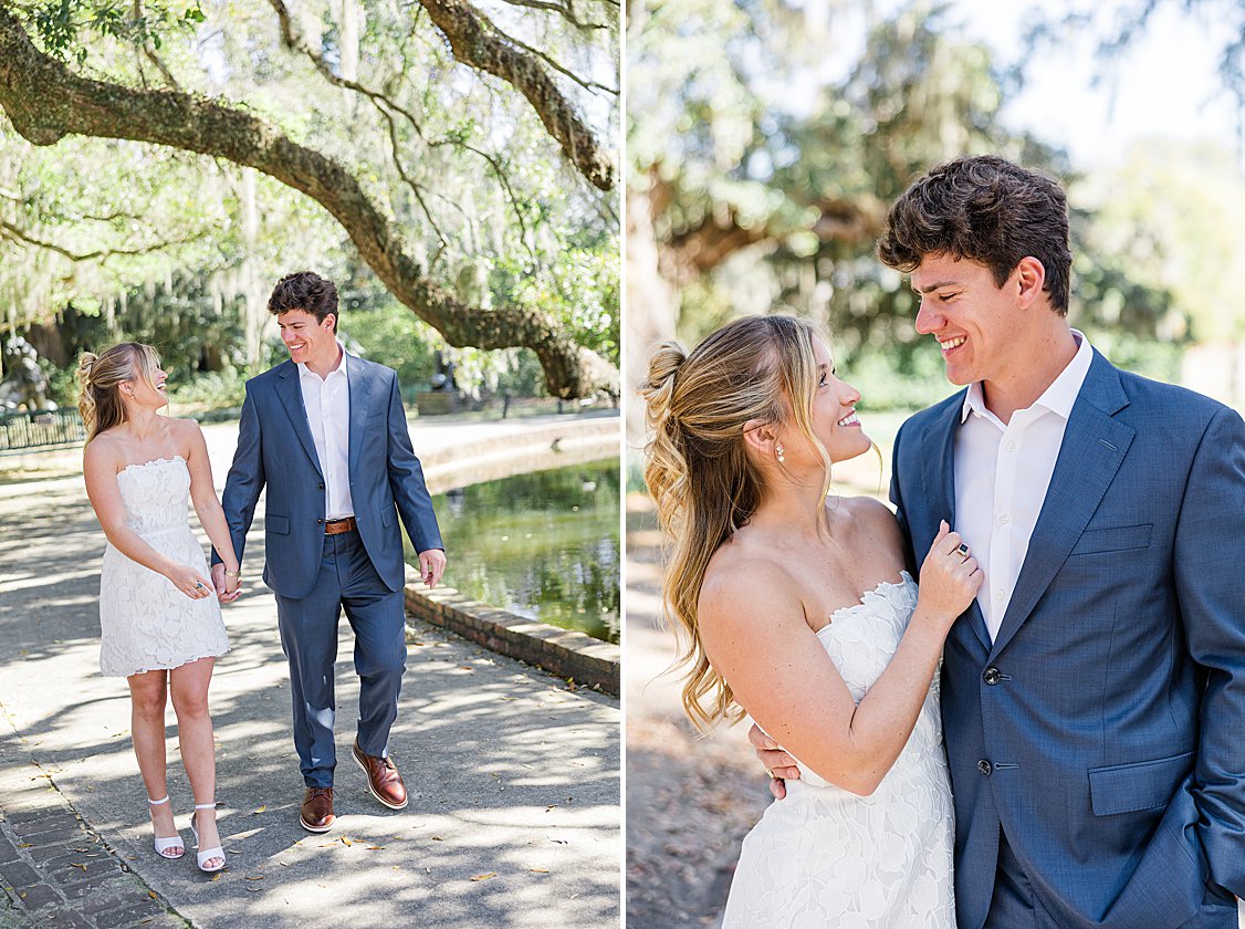 Romantic engagement photos at Brookgreen Gardens Pawleys Island South Carolina