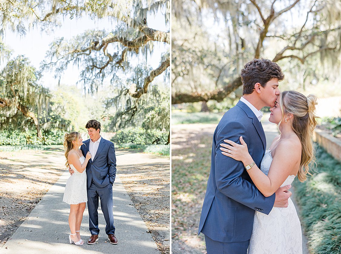 Romantic engagement photos at Brookgreen Gardens Pawleys Island South Carolina