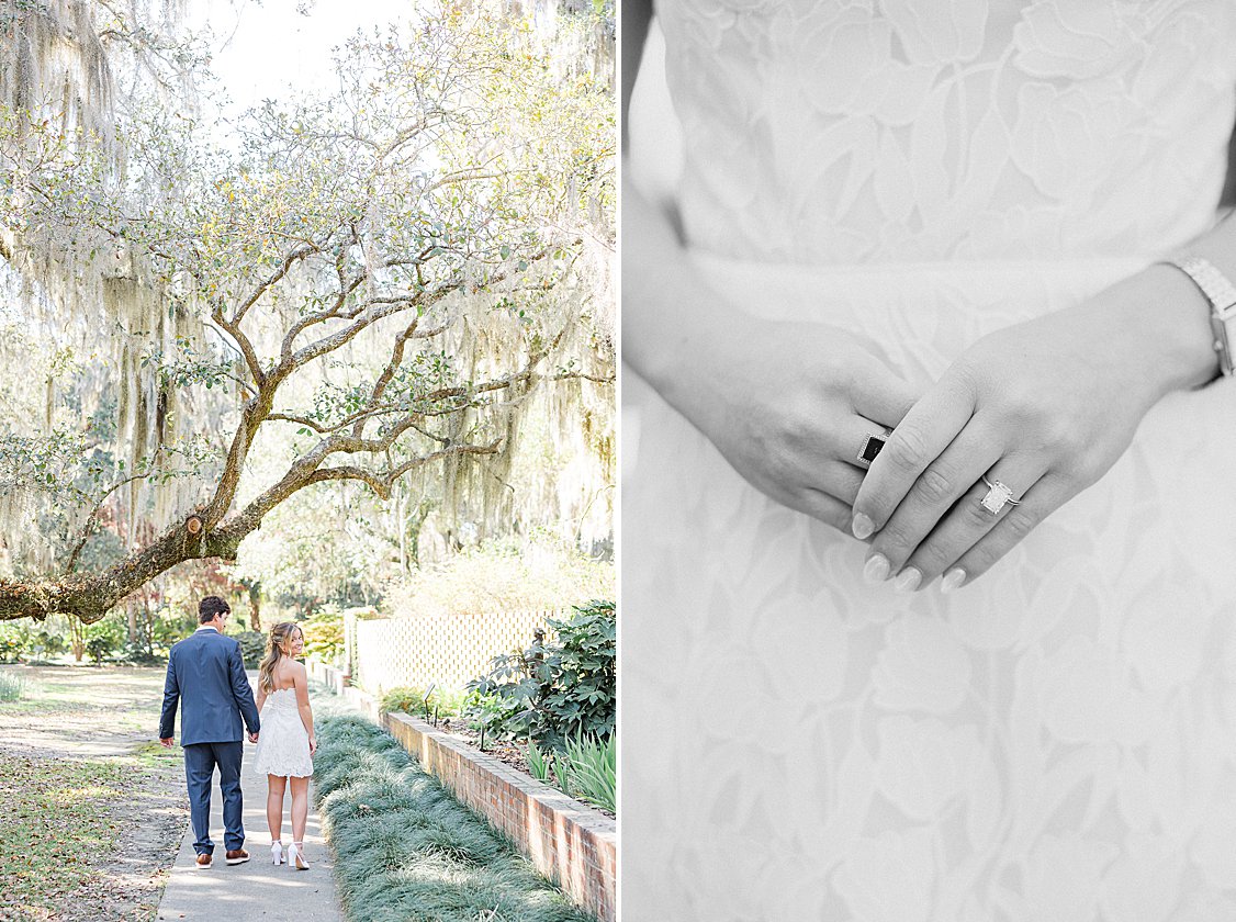 Romantic engagement photos at Brookgreen Gardens Pawleys Island South Carolina