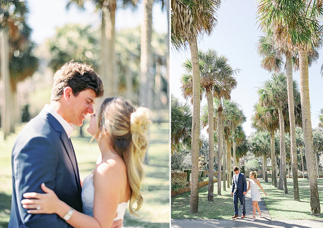 Romantic engagement photos at Brookgreen Gardens Pawleys Island South Carolina