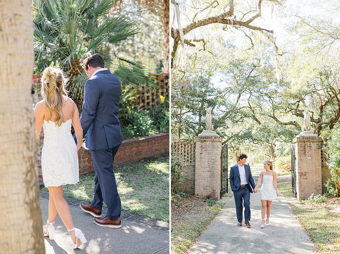 Romantic engagement photos at Brookgreen Gardens Pawleys Island South Carolina