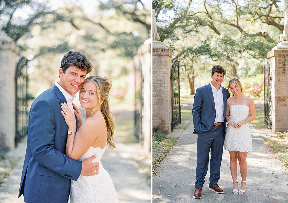 Southern engagement session under Spanish moss in Pawleys Island SC