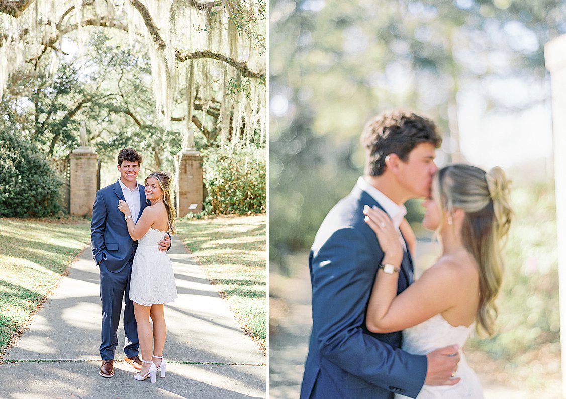 Southern engagement session under Spanish moss in Pawleys Island SC
