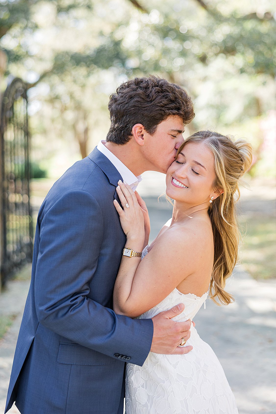 Romantic engagement photos at Brookgreen Gardens Pawleys Island South Carolina