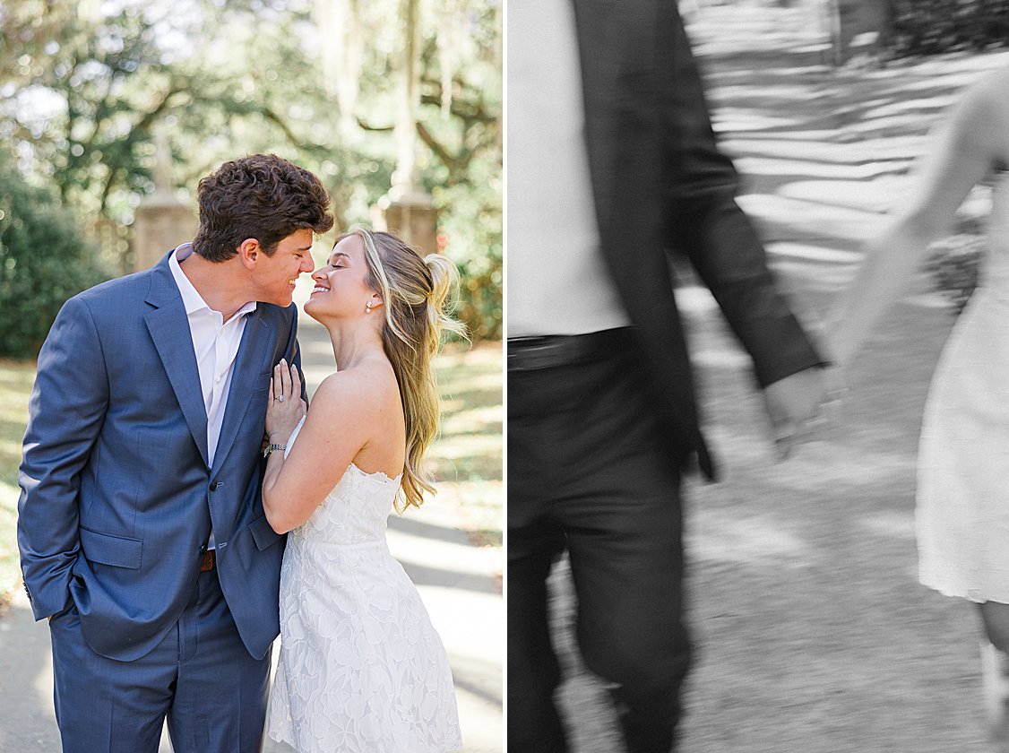 Southern engagement session under Spanish moss in Pawleys Island SC