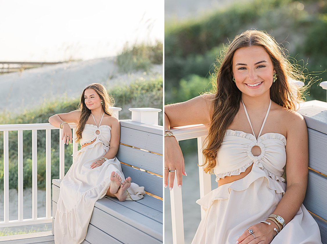 Lauren’s senior session on Isle of Palms beach, Charleston, SC, with sand, waves, and sunset light.