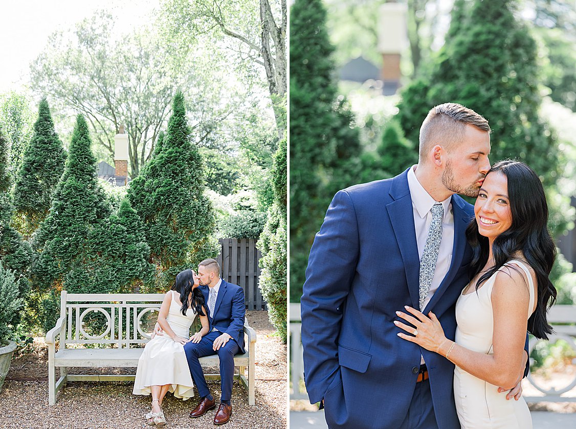 engagement session at The Duke Mansion gardens, Charlotte, North Carolina, in spring blooms