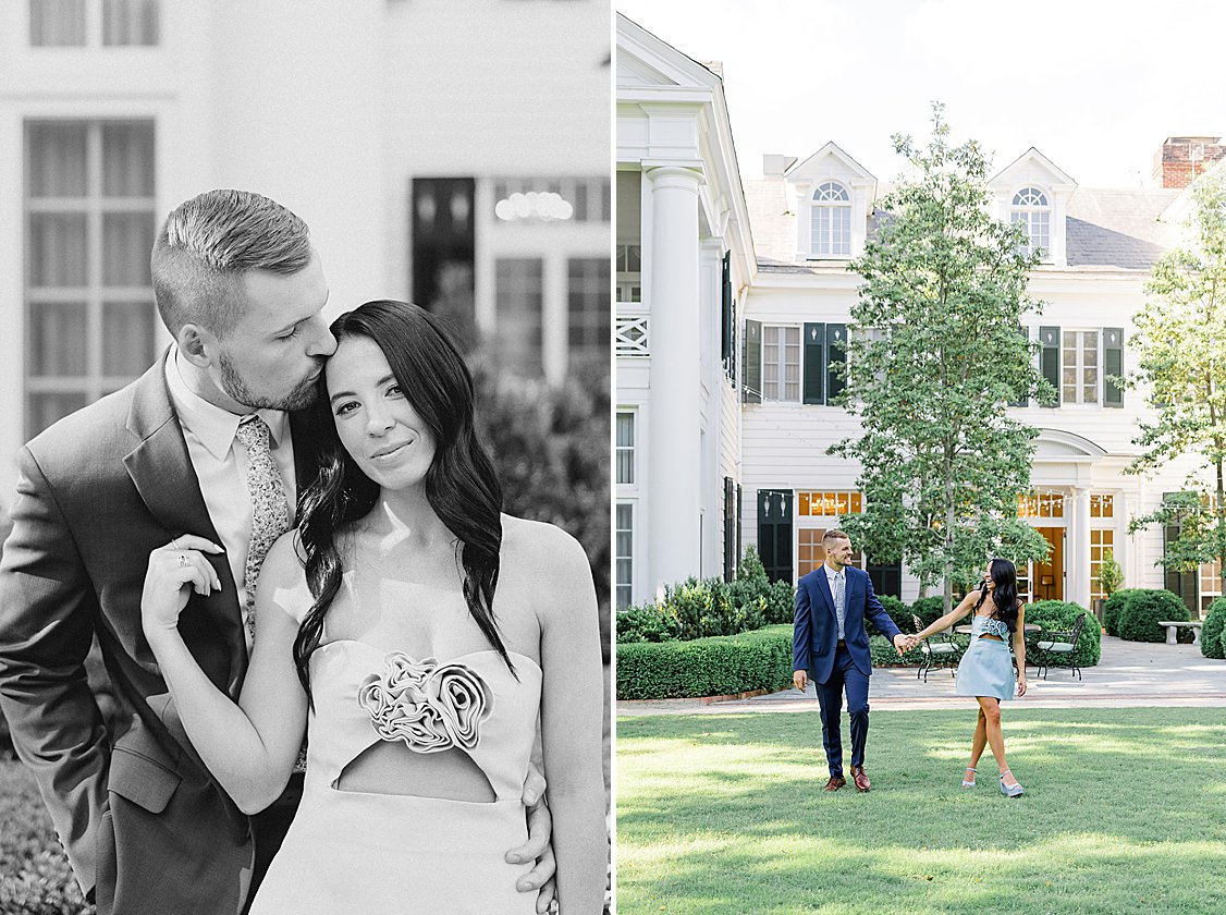 engagement session at The Duke Mansion gardens, Charlotte, North Carolina, in spring blooms
