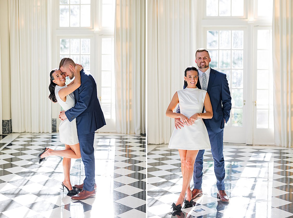 engagement session at The Duke Mansion gardens, Charlotte, North Carolina, in spring blooms