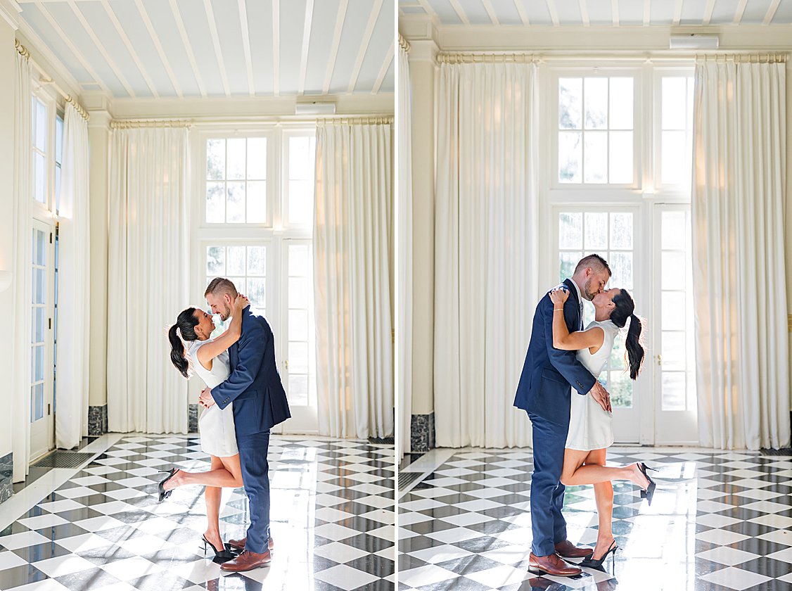 engagement session at The Duke Mansion gardens, Charlotte, North Carolina, in spring blooms