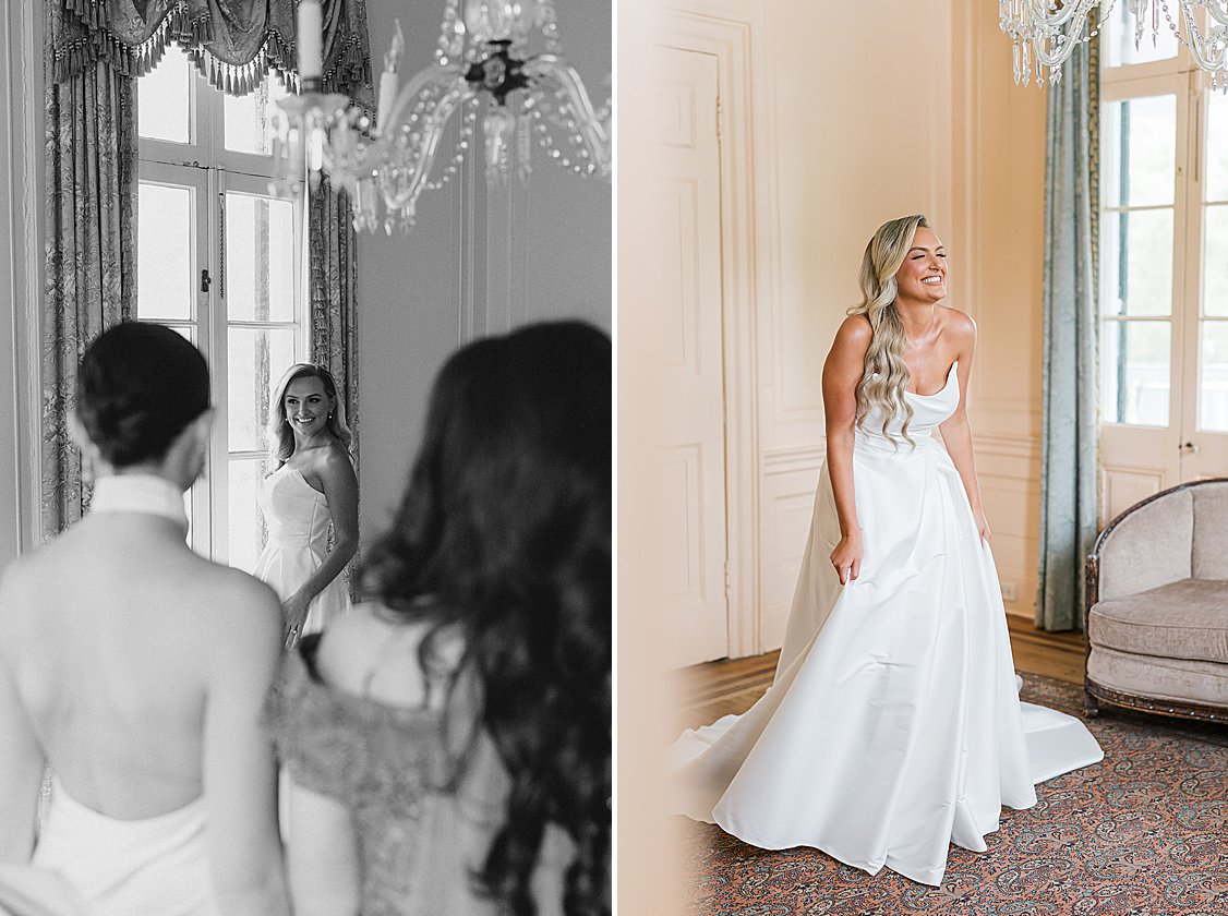 Bride getting ready in natural window light at Lowndes Grove in Charleston, South Carolina