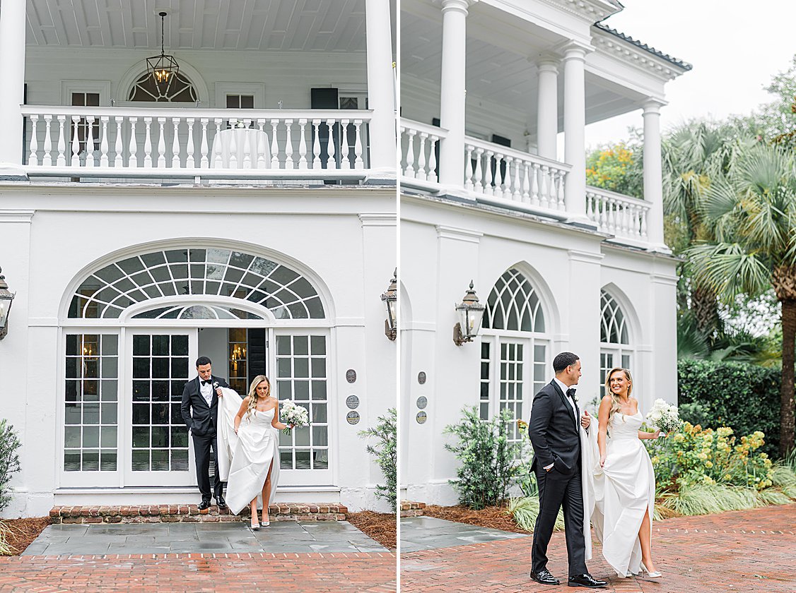 Romantic couple portraits on the grounds of Lowndes Grove in Charleston SC