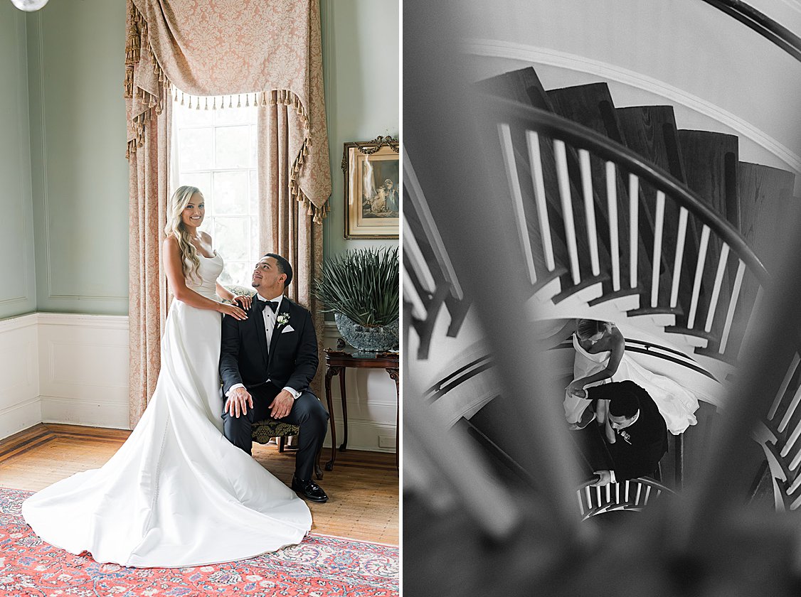 Romantic couple portraits on the grounds of Lowndes Grove in Charleston SC