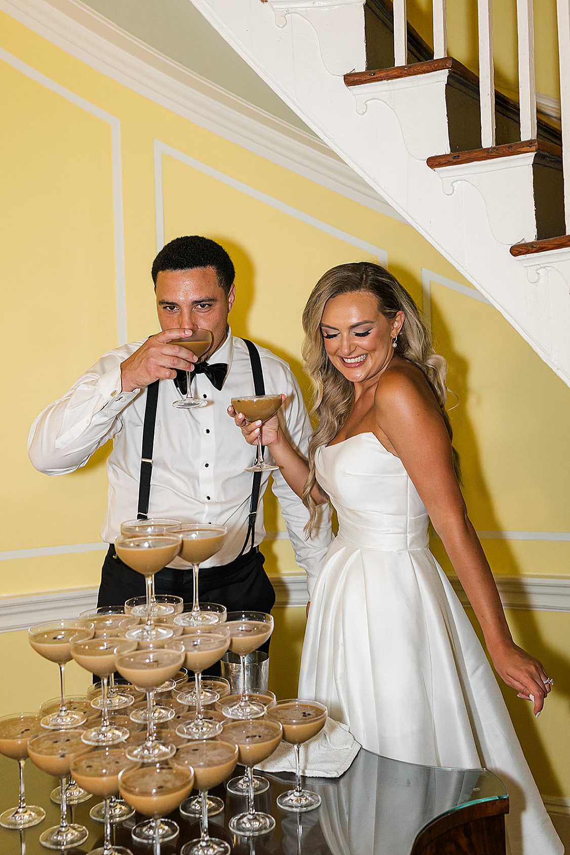 Espresso martini tower at Lowndes Grove wedding reception in Charleston South Carolina