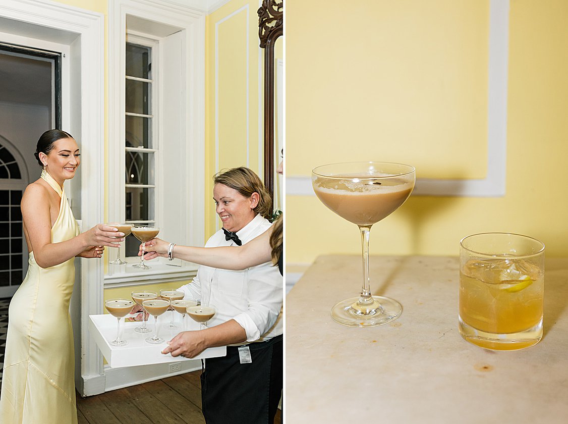 Espresso martini tower at Lowndes Grove wedding reception in Charleston South Carolina