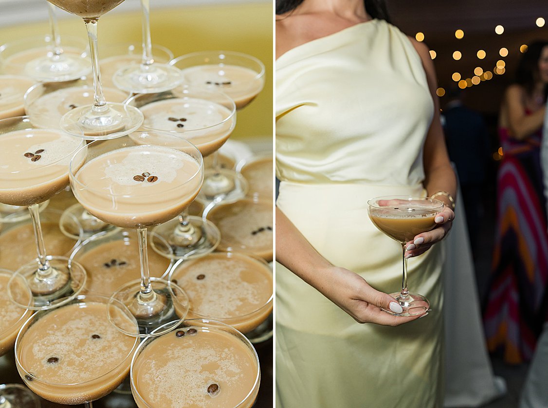 Espresso martini tower at Lowndes Grove wedding reception in Charleston South Carolina