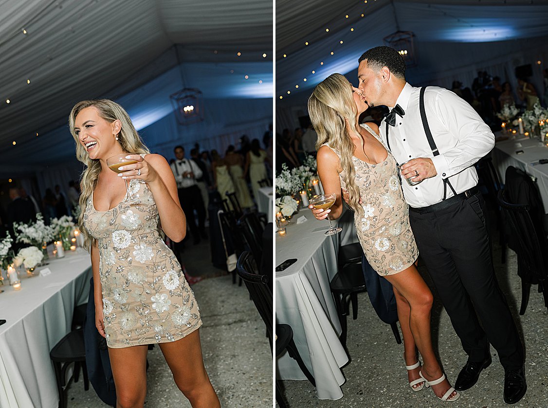 Guests dancing at classic Charleston wedding at Lowndes Grove