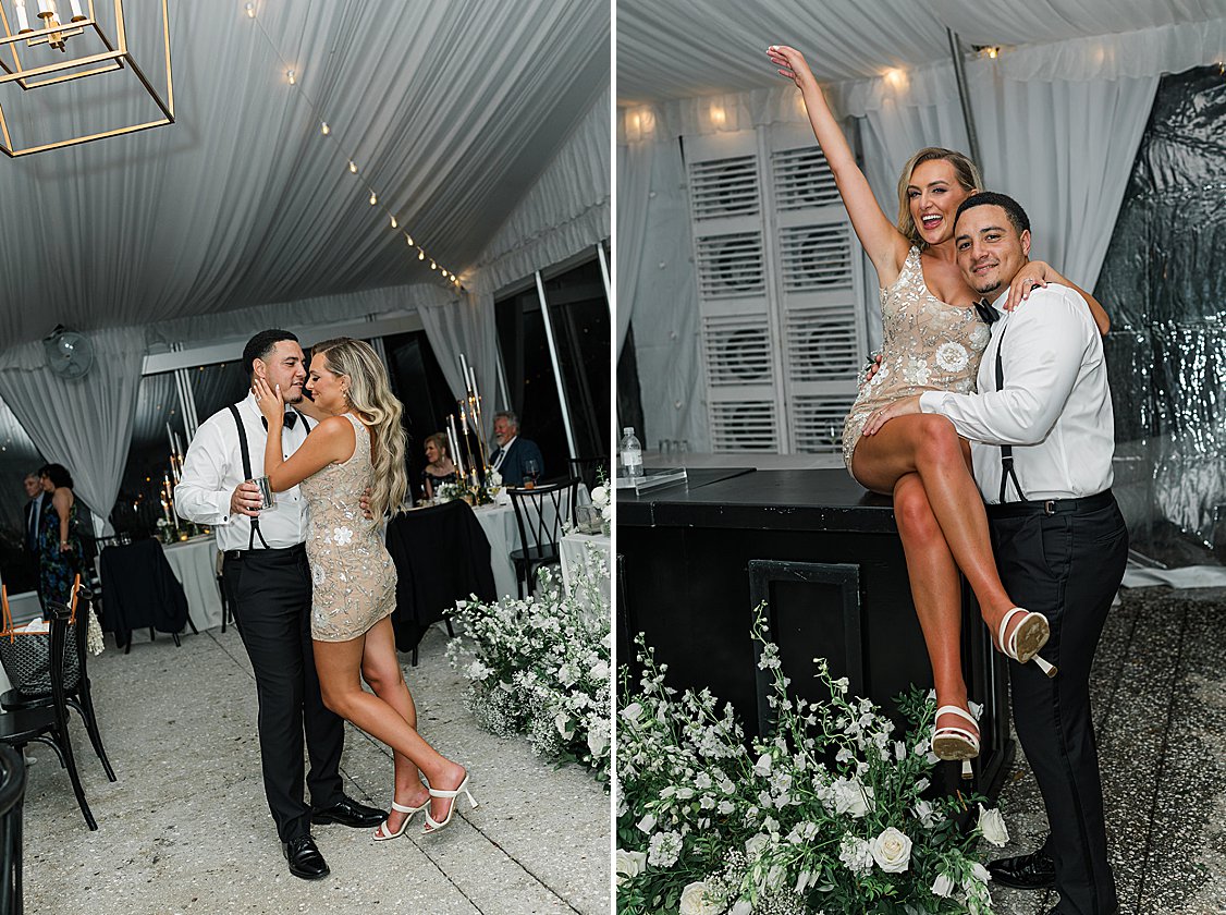 Guests dancing at classic Charleston wedding at Lowndes Grove