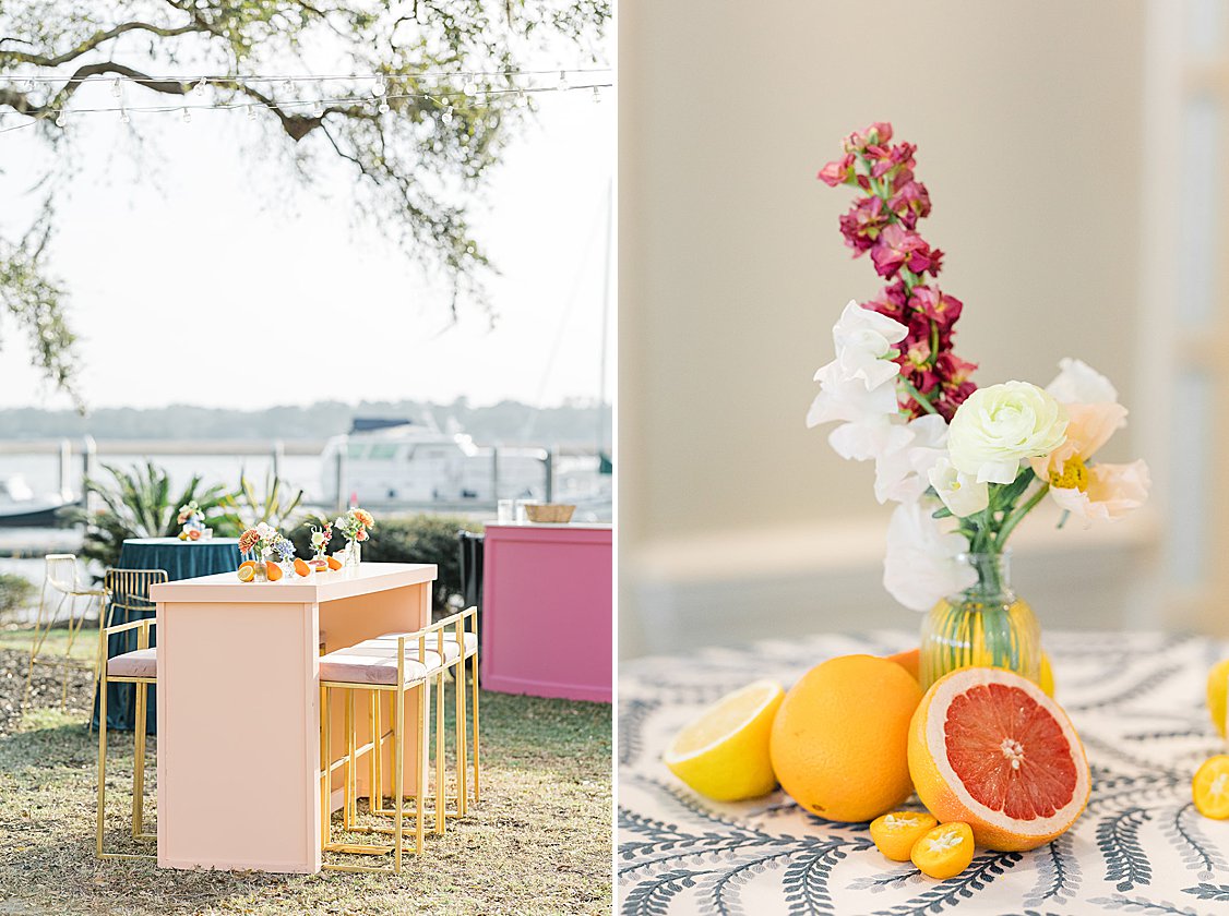 Colorful Savannah Yacht Club wedding by the river