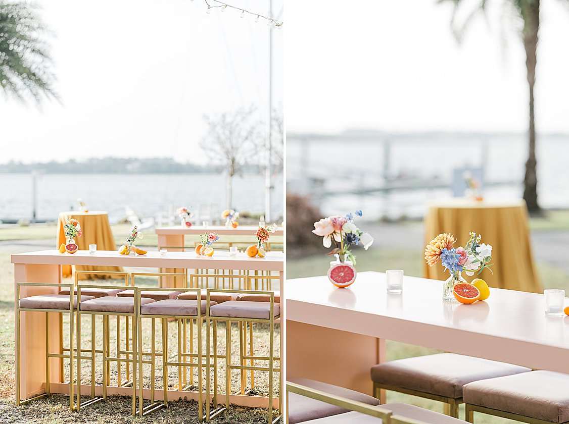 Colorful Savannah Yacht Club wedding by the river