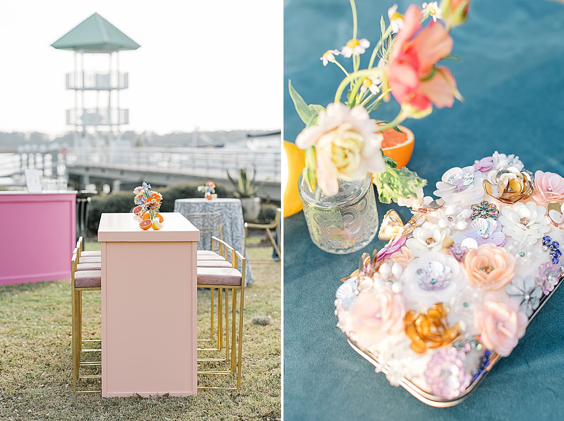 Colorful Savannah Yacht Club wedding by the river