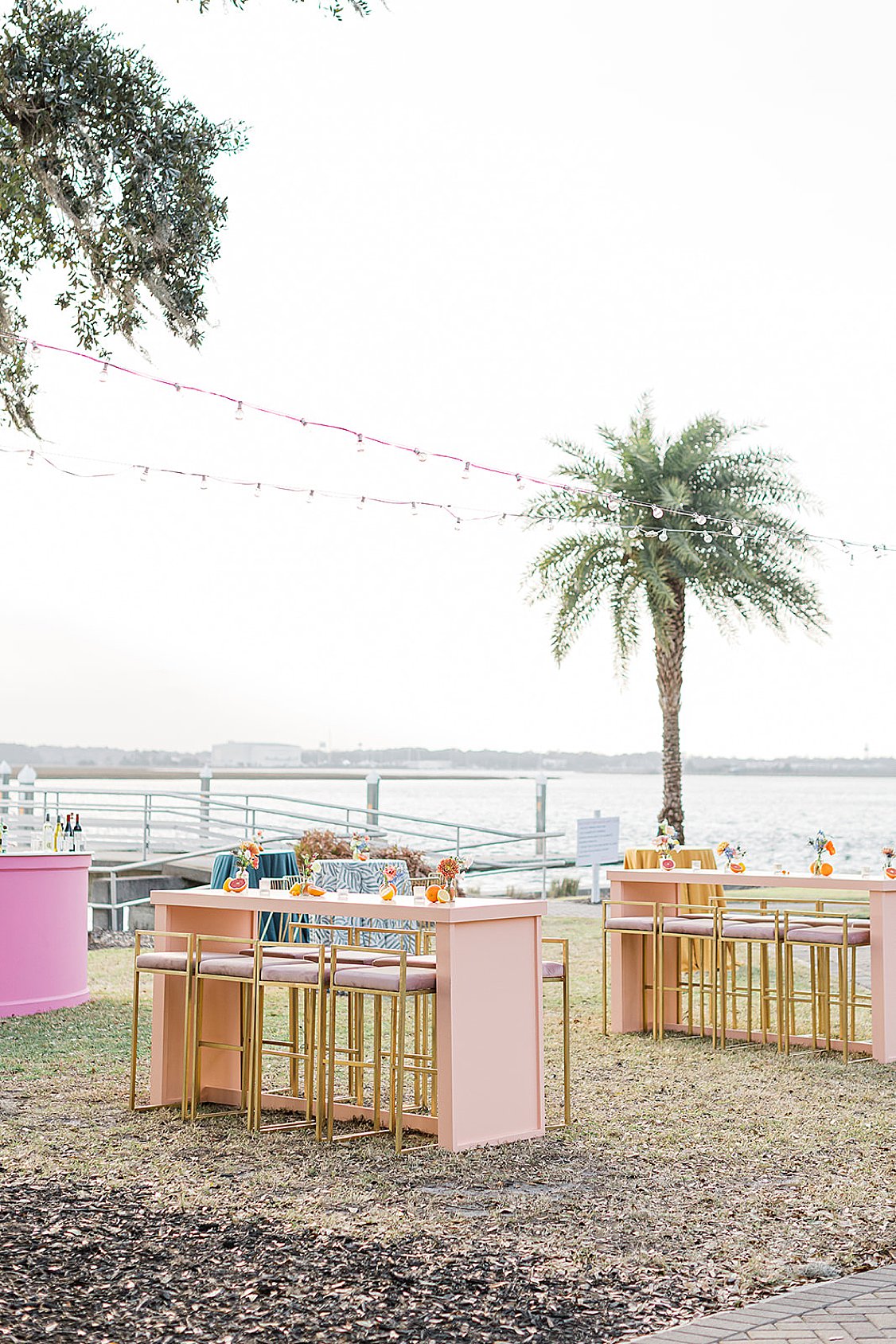Colorful Savannah Yacht Club wedding by the river