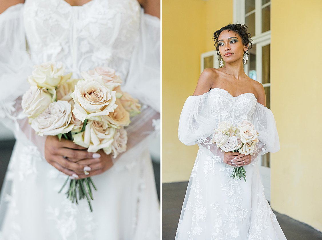 Charleston wedding editorial at William Aiken House featuring blush, green, and neutral tones.