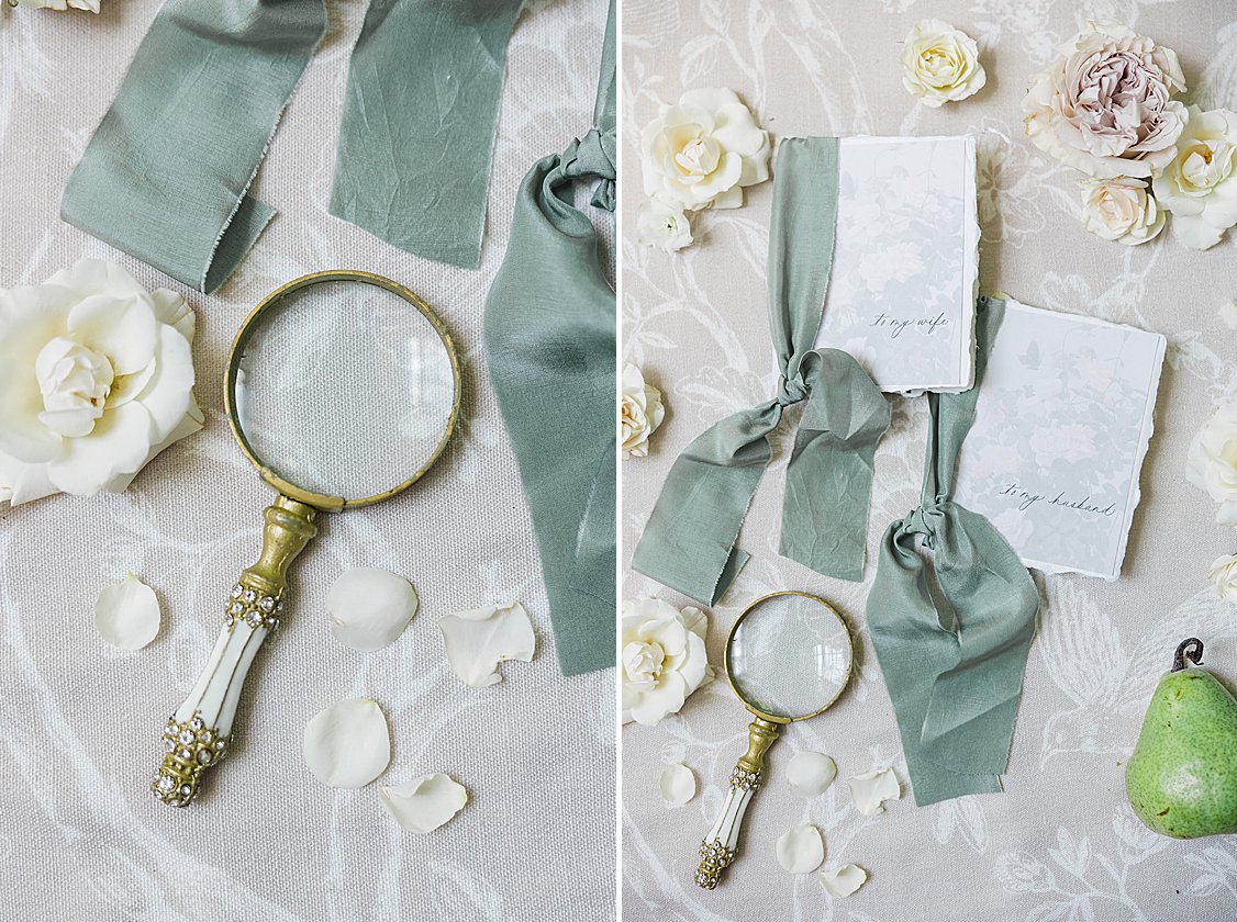 Neutral table linens, blush florals, and understated tableware in William Aiken House editorial.