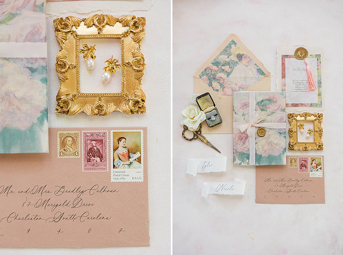 Neutral table linens, blush florals, and understated tableware in William Aiken House editorial.